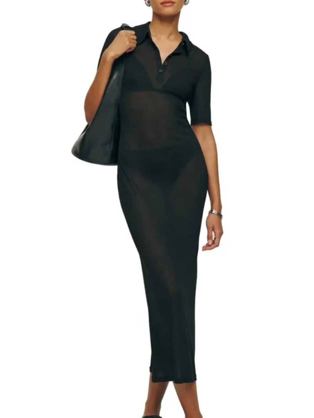 Reformation Shannon Knit Dress | Black | Size M | EUC - Picture 4 of 8